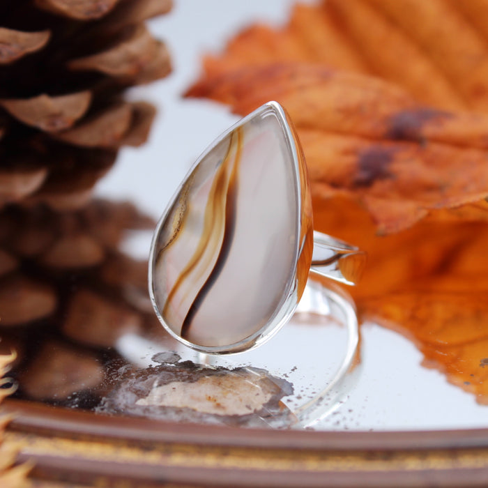 FALL - Sterling Silver & Montana Agate Ring - US 6 SECONDS