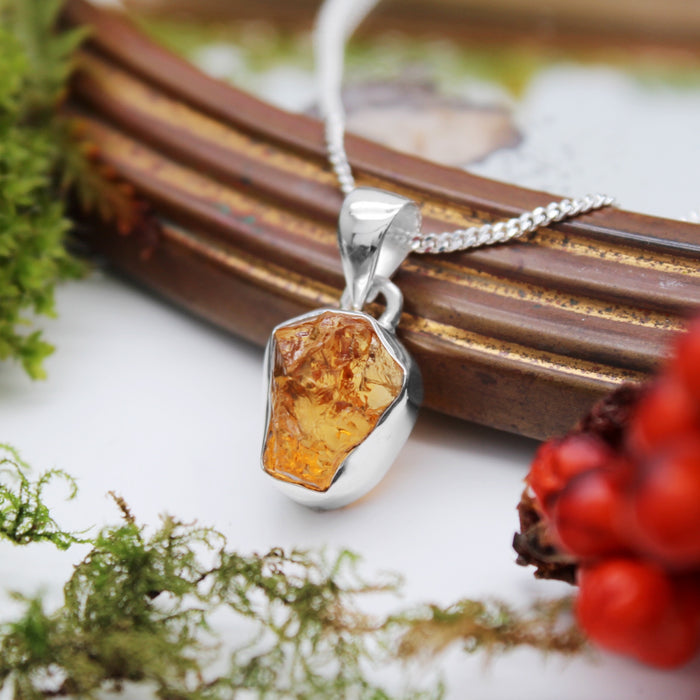 SUNSHINE - Sterling Silver & Rough Citrine Necklace