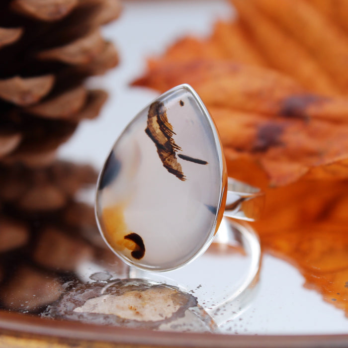 FALL - Sterling Silver & Montana Agate Ring - US 8 SECONDS