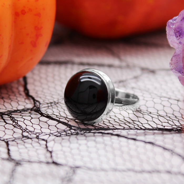 CAULDRON - Sterling Silver & Black Onyx Ring - US 7