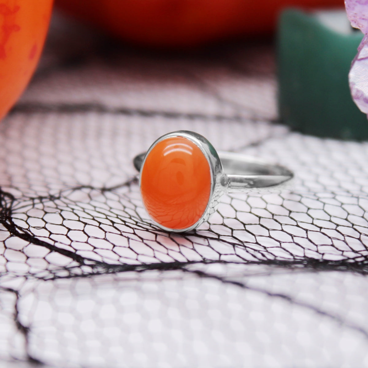 PUMPKIN PATCH - Sterling Silver & Carnelian Ring - US 6