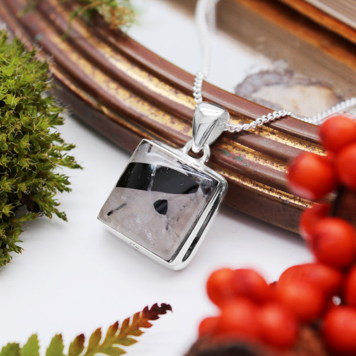 PHANTOM - Sterling Silver & Black Tourmaline in Quartz Necklace