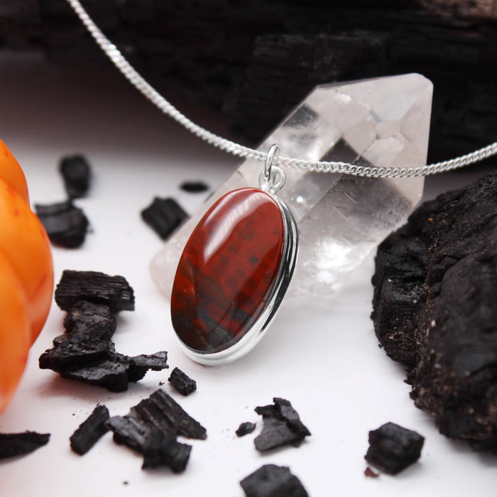 ELVIRA - Sterling Silver & Bloodstone Necklace