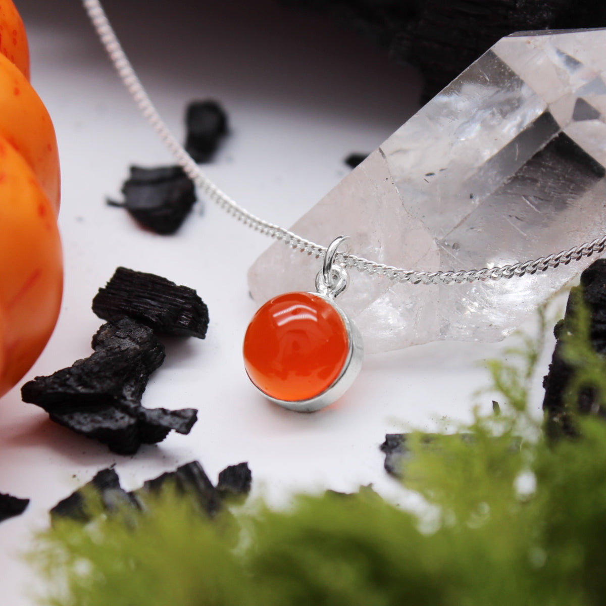 PUMPKIN PATCH - Sterling Silver & Carnelian Necklace