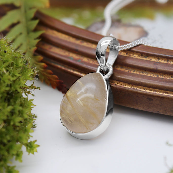 AUTUMN SUN - Sterling Silver & Golden Rutile Necklace