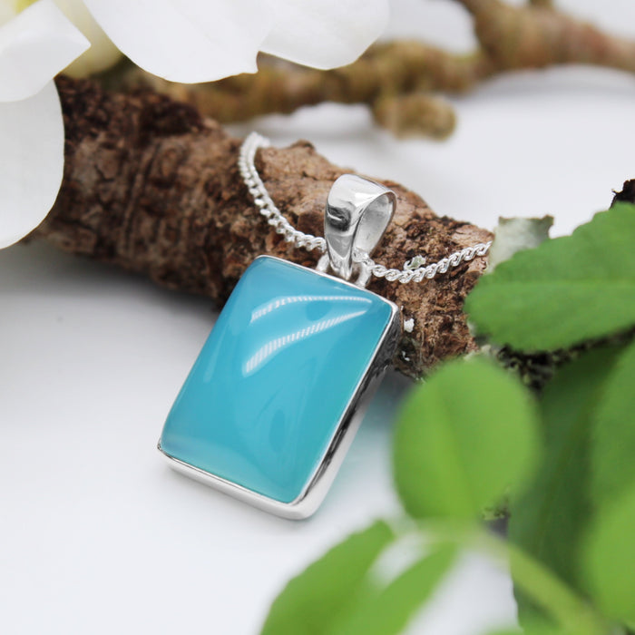 LAGOON - Sterling Silver & Blue Chalcedony Necklace