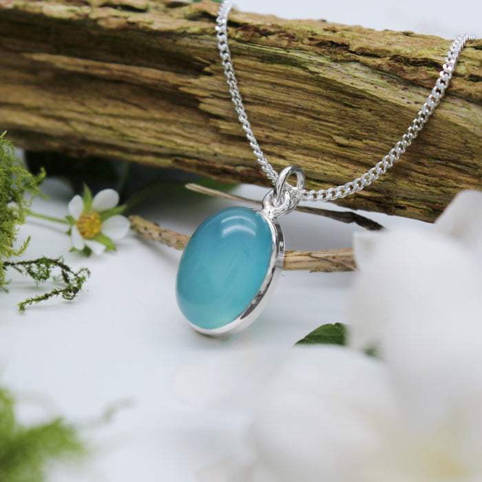 LAGOON - Sterling Silver & Blue Chalcedony Necklace