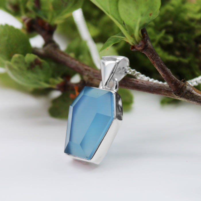 BENEATH THE WATER - Sterling Silver & Blue Chalcedony Necklace