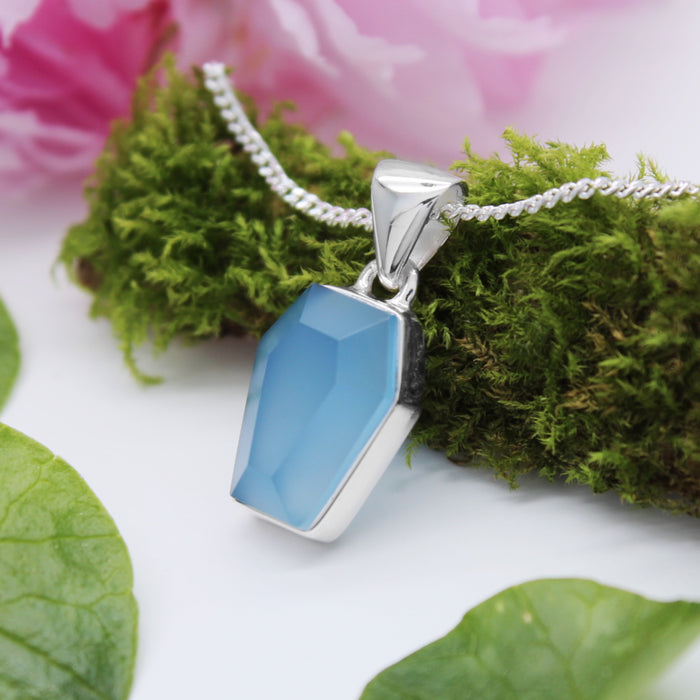 BENEATH THE WATER - Sterling Silver & Blue Chalcedony Necklace