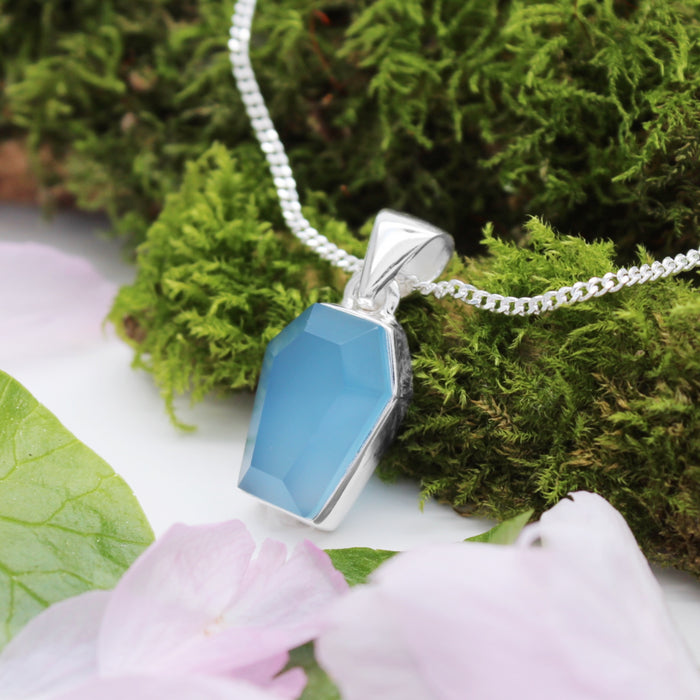 BENEATH THE WATER - Sterling Silver & Blue Chalcedony Necklace