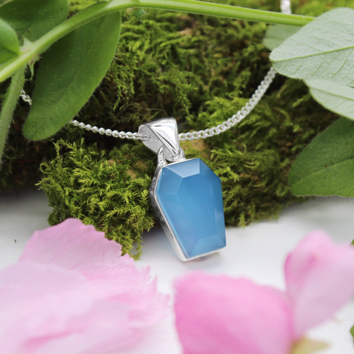 BENEATH THE WATER - Sterling Silver & Blue Chalcedony Necklace