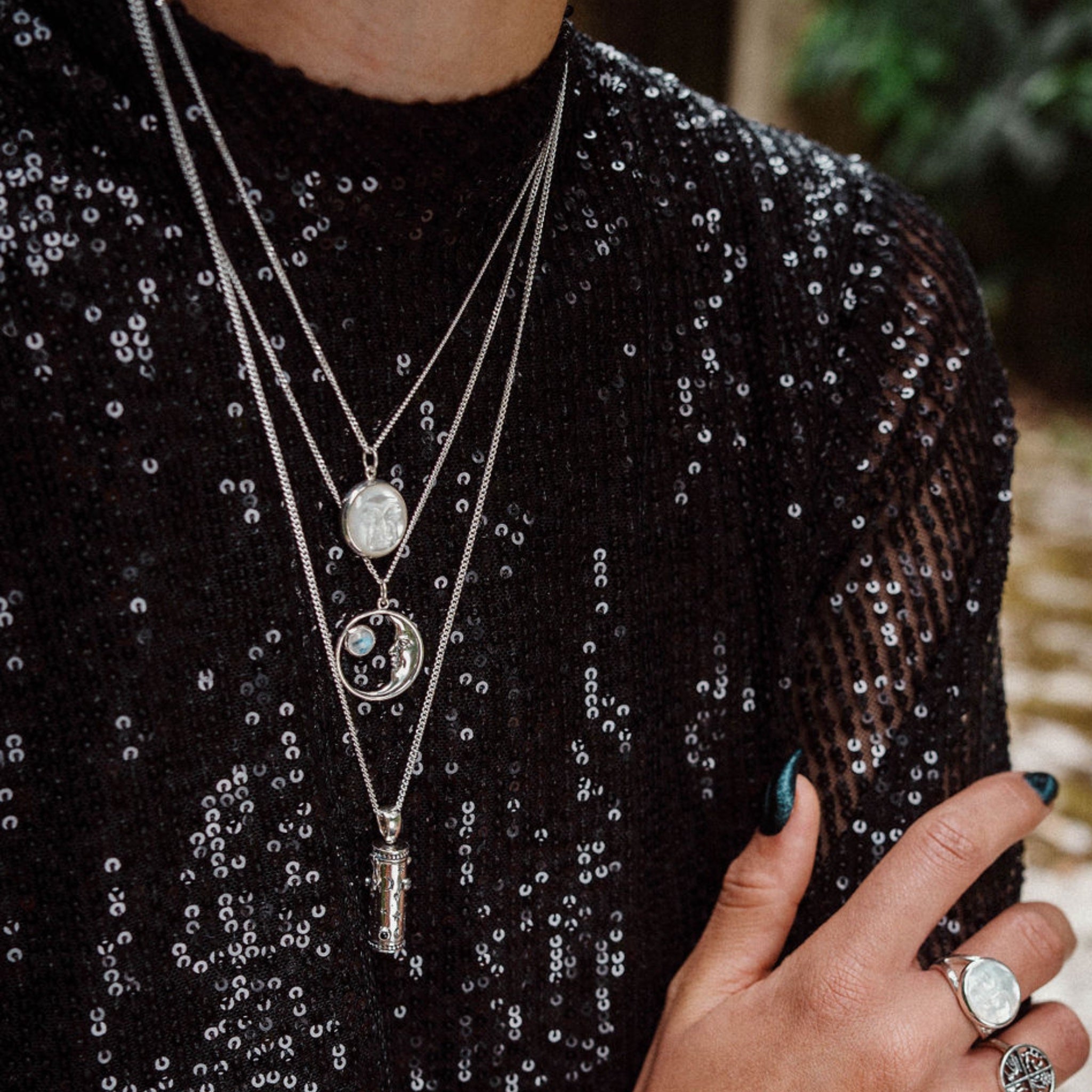 STERLING SILVER & MOTHER OF PEARL MOON RING | AS ABOVE JEWELLERY
