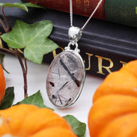 FRACTURE - Sterling Silver & Black Rutile Necklace