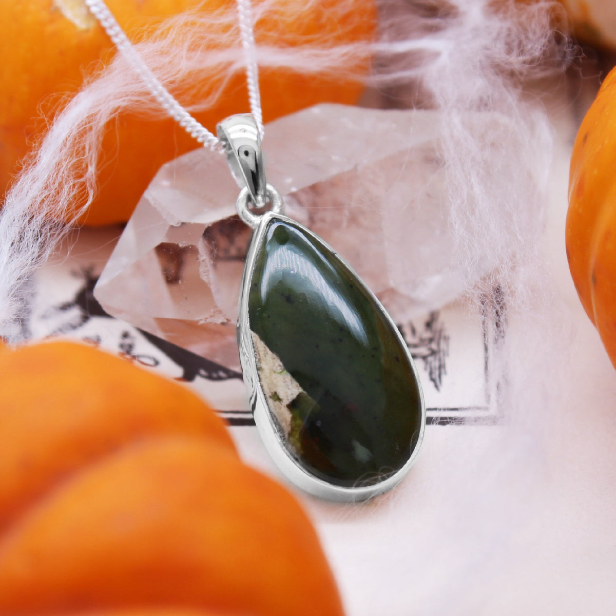 SWAMP WITCH - Sterling Silver & Chrome Chalcedony Necklace