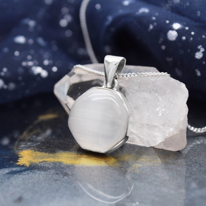 MOON BEAM - Sterling Silver & Selenite Necklace