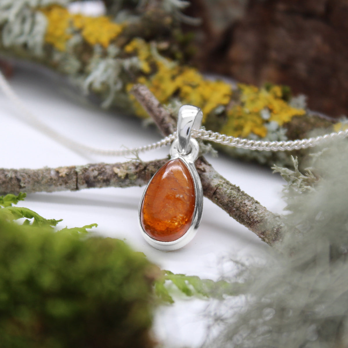 BONFIRE - Sterling Silver & Orange Kyanite Necklace