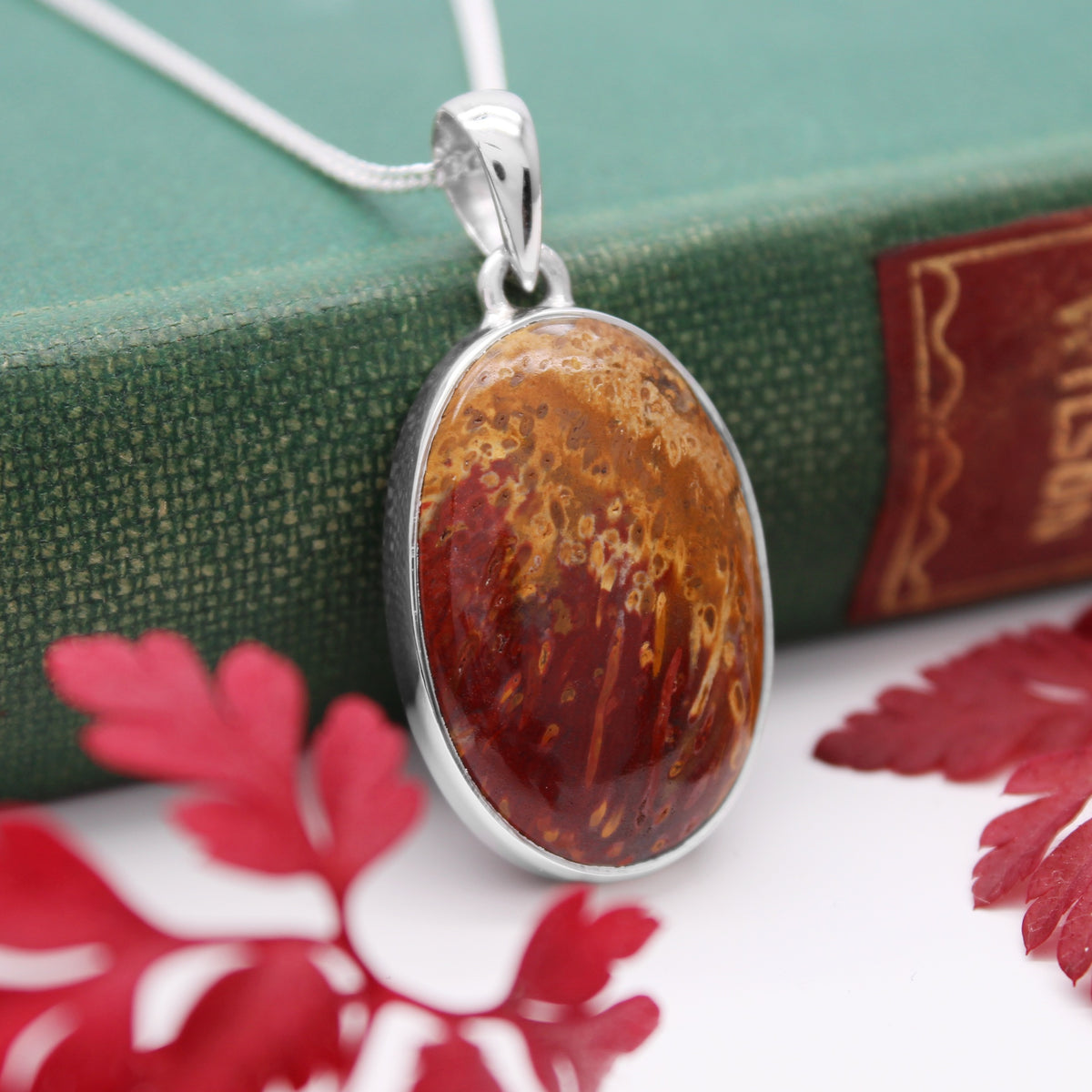 AUTUMN FIELDS  - Sterling Silver & Palmwood Jasper Necklace