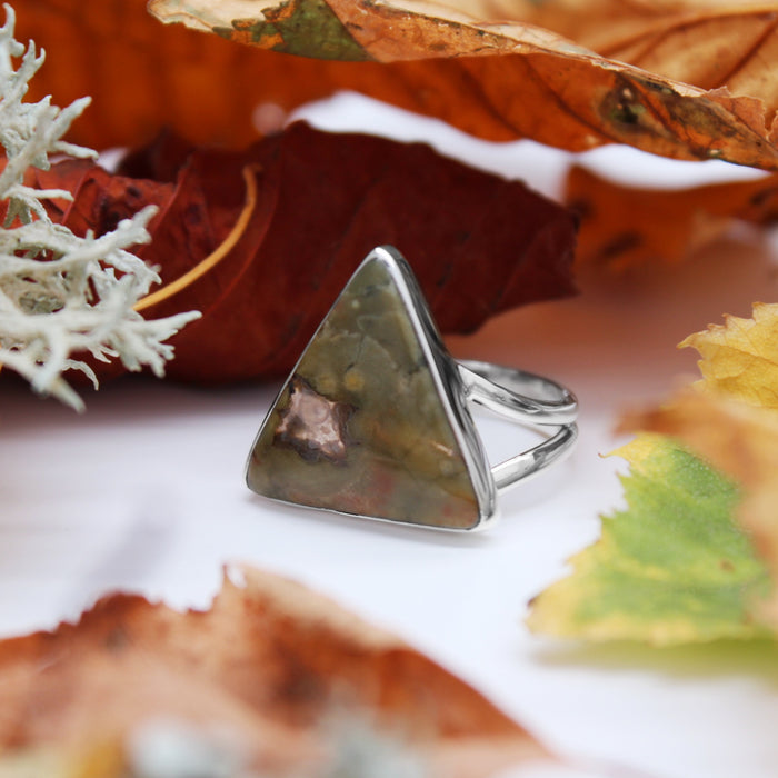 ANCIENT OAK - Sterling Silver & Rhyolite Ring - US 8
