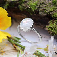 SNOWDROP - Sterling Silver & Moonstone Ring - US 9