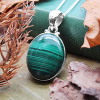 WOODLAND WANDER  - Sterling Silver & Malachite Necklace