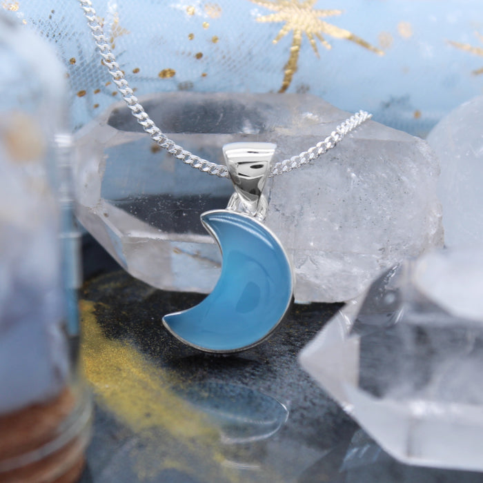 LUNA - Sterling Silver & Blue Chalcedony Necklace