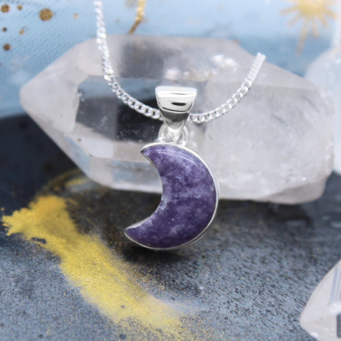 LUNA - Sterling Silver & Purple Lepidolite Necklace