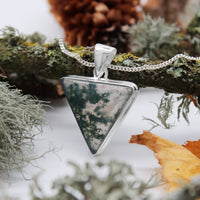 FOREST FOLLY - Sterling Silver & Moss Agate Necklace