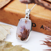 WHISPERING WOODS  - Sterling Silver & Scenic Agate Necklace