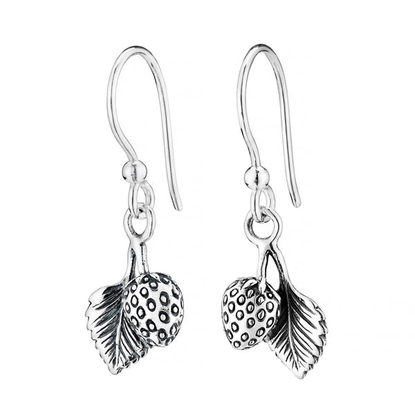 Sterling silver strawberry nature summer earrings alternative boho jewellery jewelry