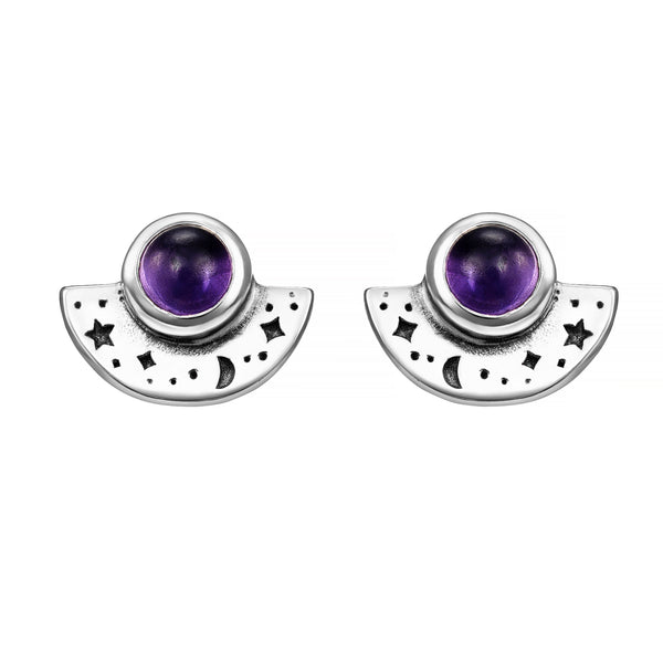 Sterling silver gemstone star moon celestial earrings alternative witch gothic jewelry jewellery 