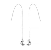 Sterling silver moon threader earrings boho witchy jewellery