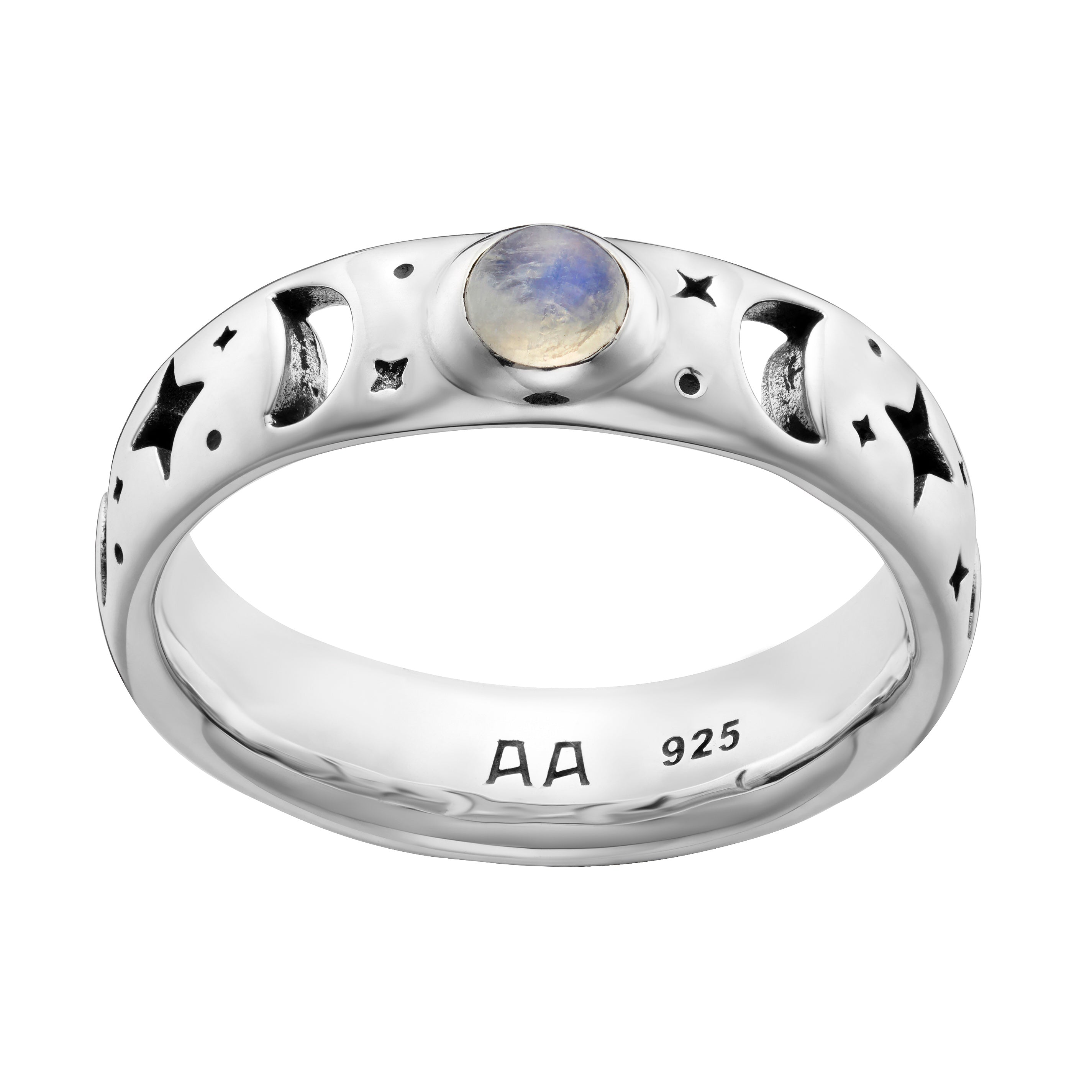 Sterling silver deals moon ring