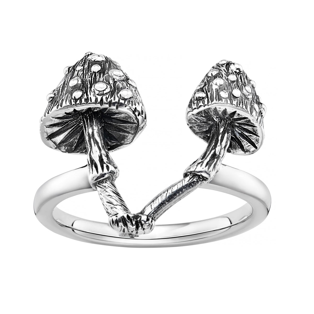 Sterling silver toadstool mushroom ring nature inspired jewellery witchy bohemian 