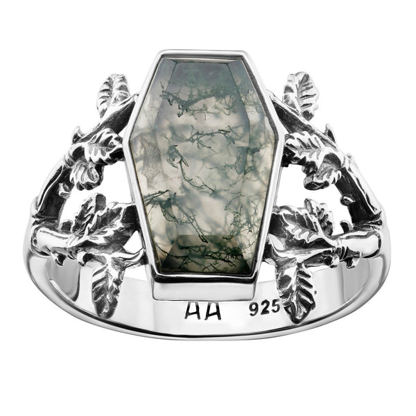 RESTING PLACE - Moss Agate & Sterling Silver Ring - SECONDS SIZE XXXL