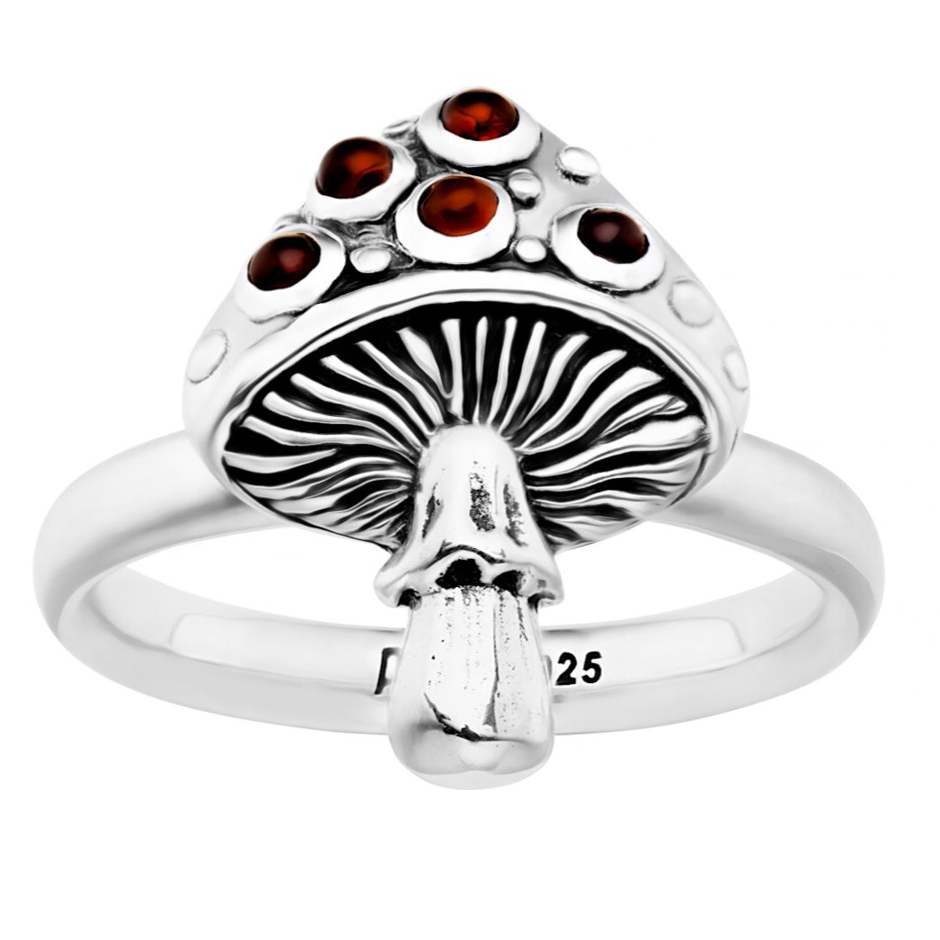 Sterling silver toadstool ring alternative nature jewellery gothic bohemian